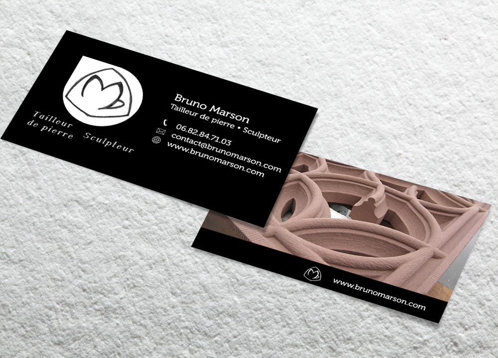 Business-Cards-Bruno Marson tailleur de pierre et sculpteur-Strasbourg Ernolsheim-Bruche Alsace Bas-Rhin 67