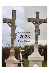 sculpture-christ-en-grès-Bruno Marson Tailleur de pierre Strasbourg Ernolsheim Bruche